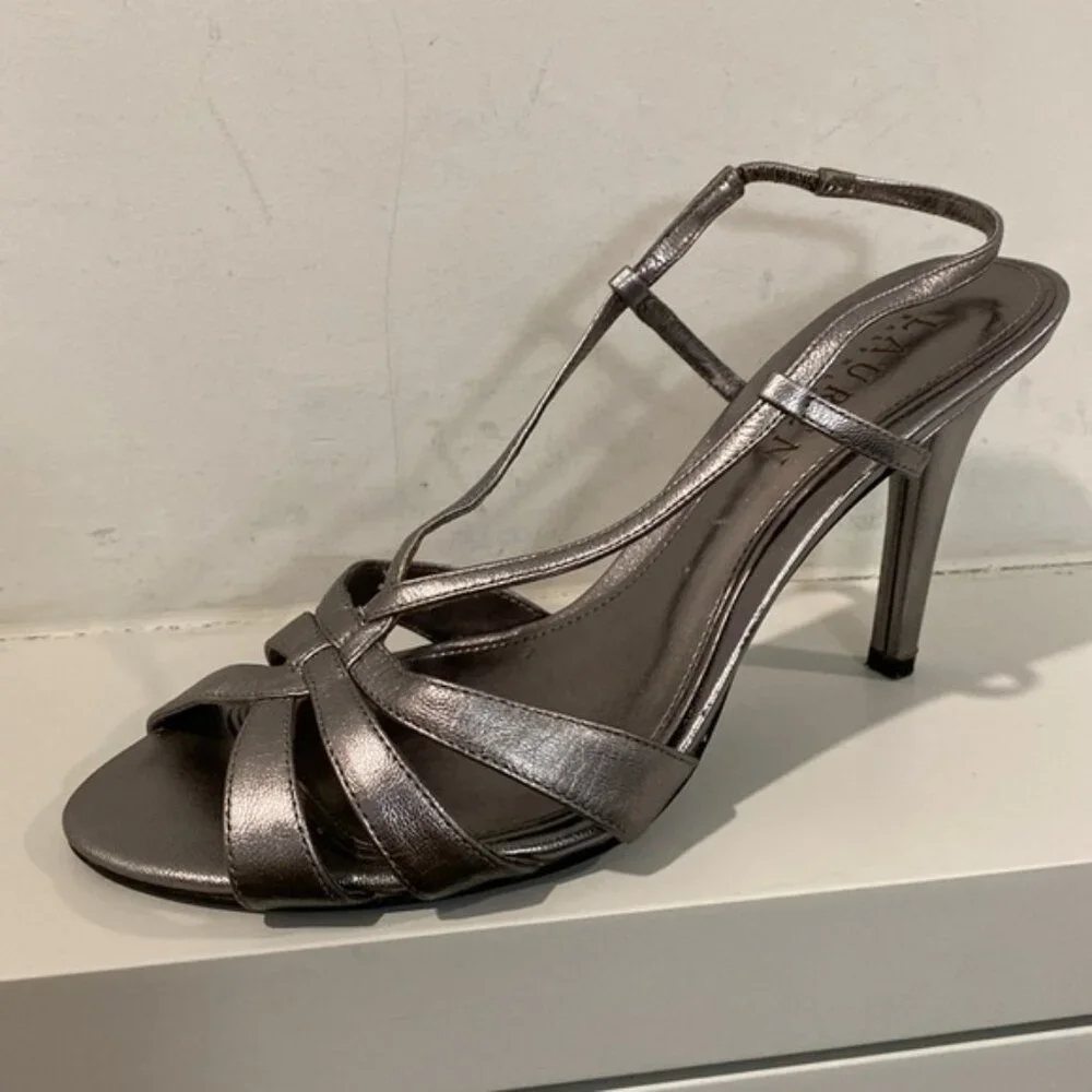Lauren Ralph Lauren Silver Metallic Strappy High Heel Sandals